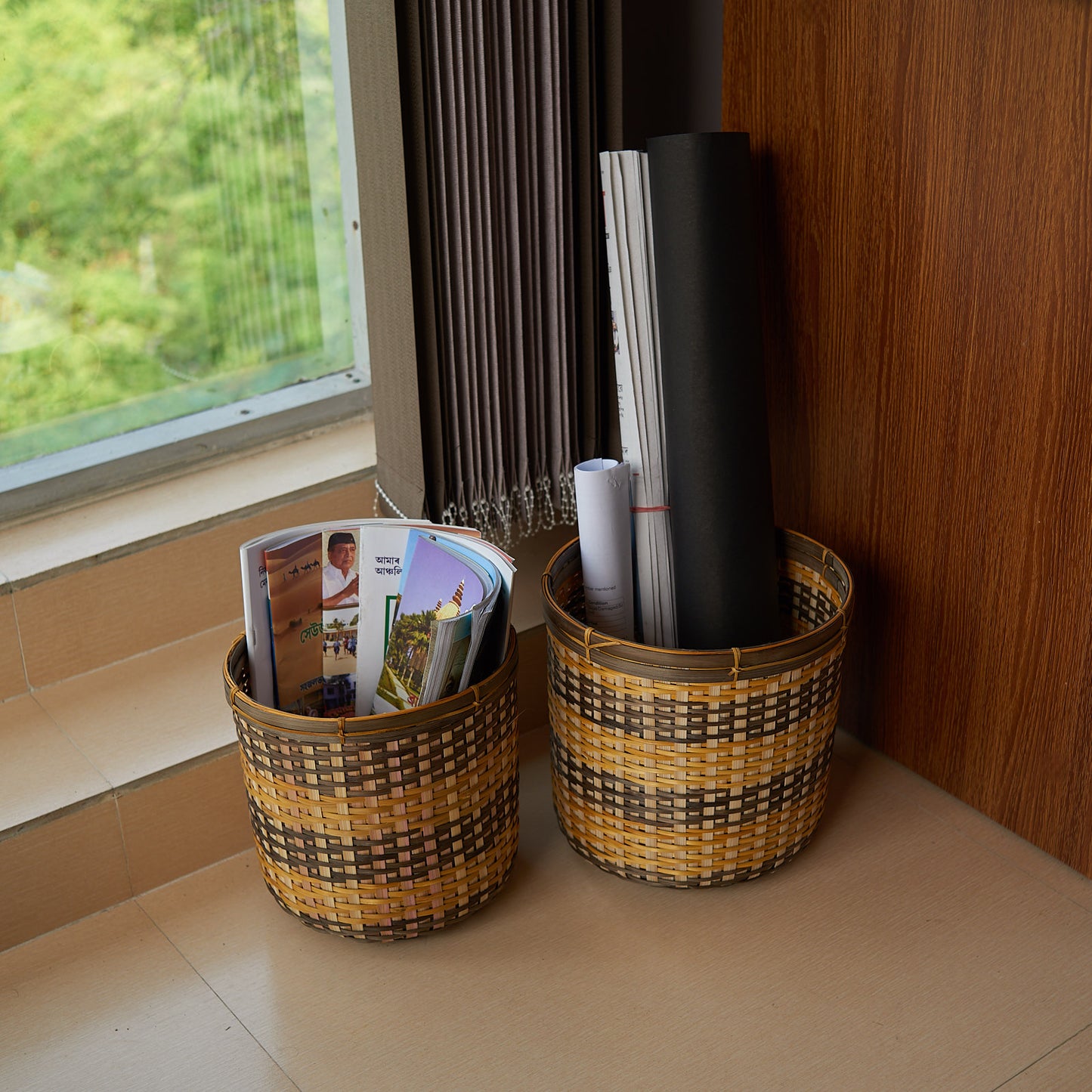 Bamboo Paper Bin -Set of 2