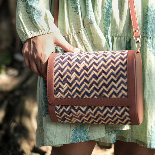 Montana Ladies Sling Bag - Blue & Biege