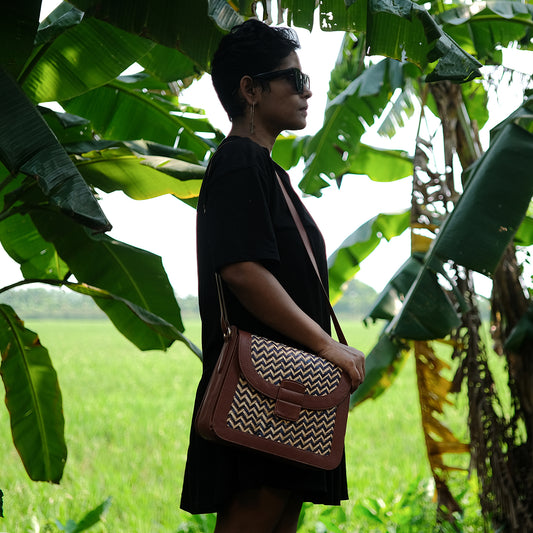 Ladies Sling Bag - Blue & Biege