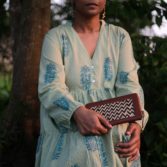 Evening Clutch Bag - Black & Biege