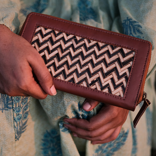 Evening Clutch Bag - Black & Biege