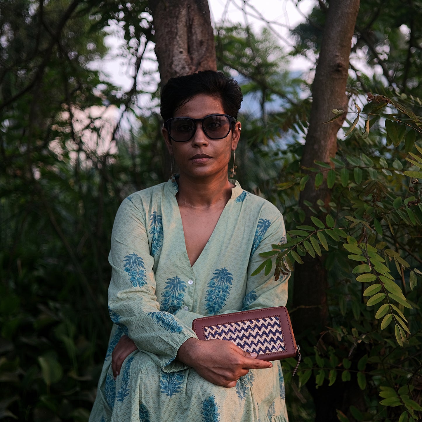 Evening Clutch Bag - Blue & Biege