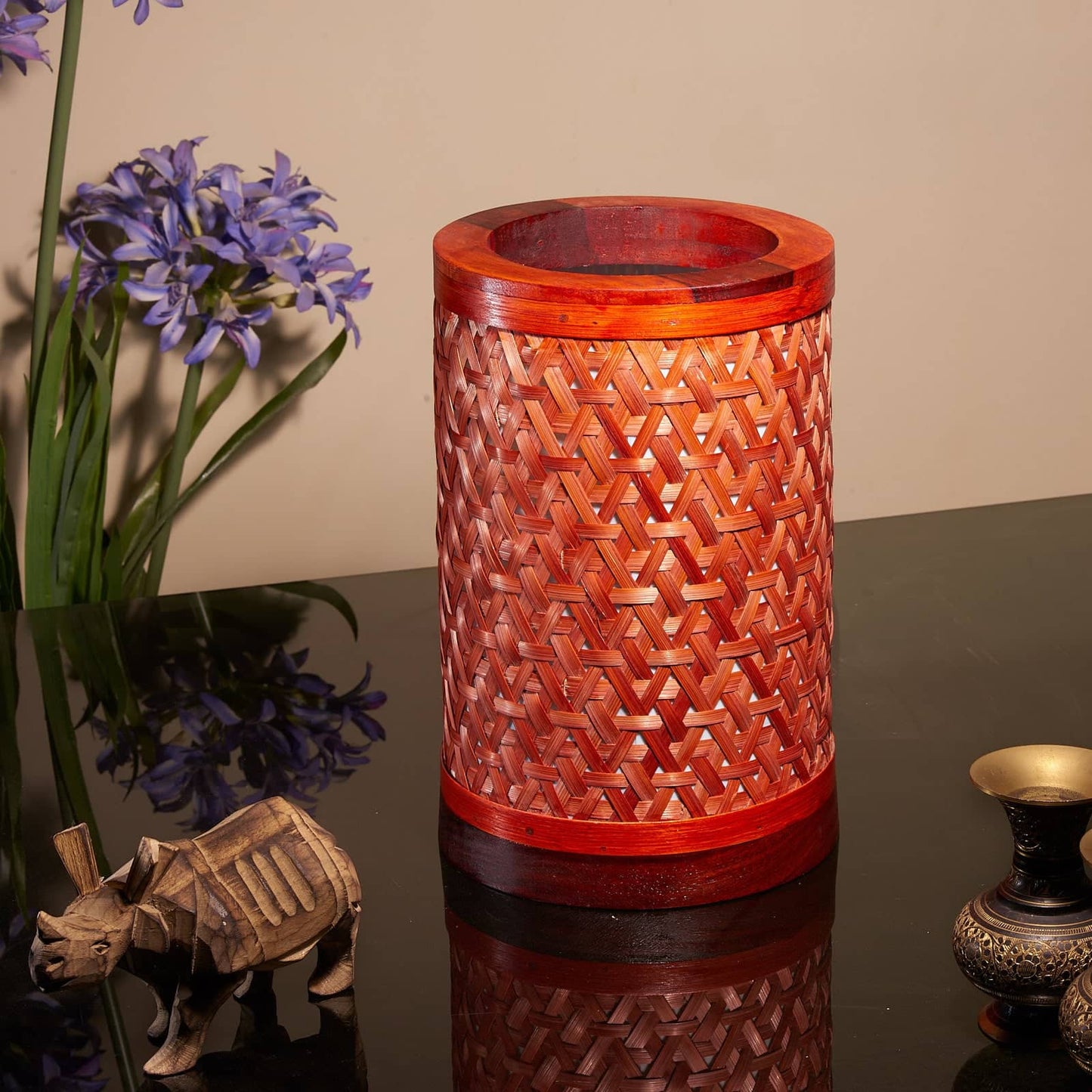 Decorative Starnet Bamboo Table Lamp(Scarlet Red)