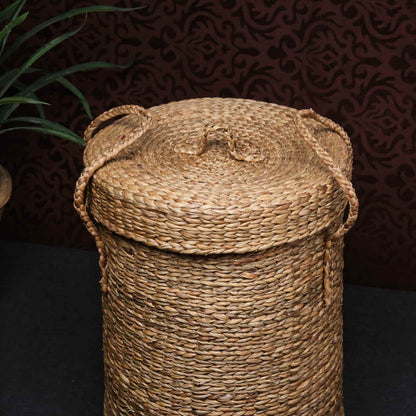 Water Hyacinth Laundry Basket with Lid