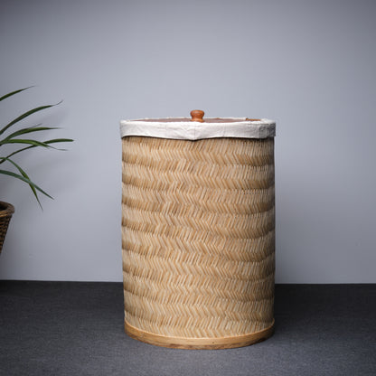 Laundry Basket with Lid - Round